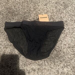 Black Sheer Striped Briefs by Teamm8